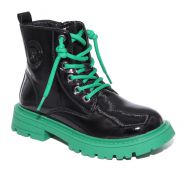 Капитошка ботинки черный/зеленый